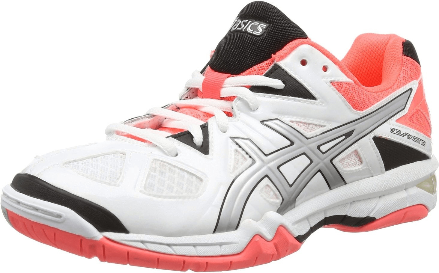 Asics Gel-Tactic femmes white/silver/flash coral