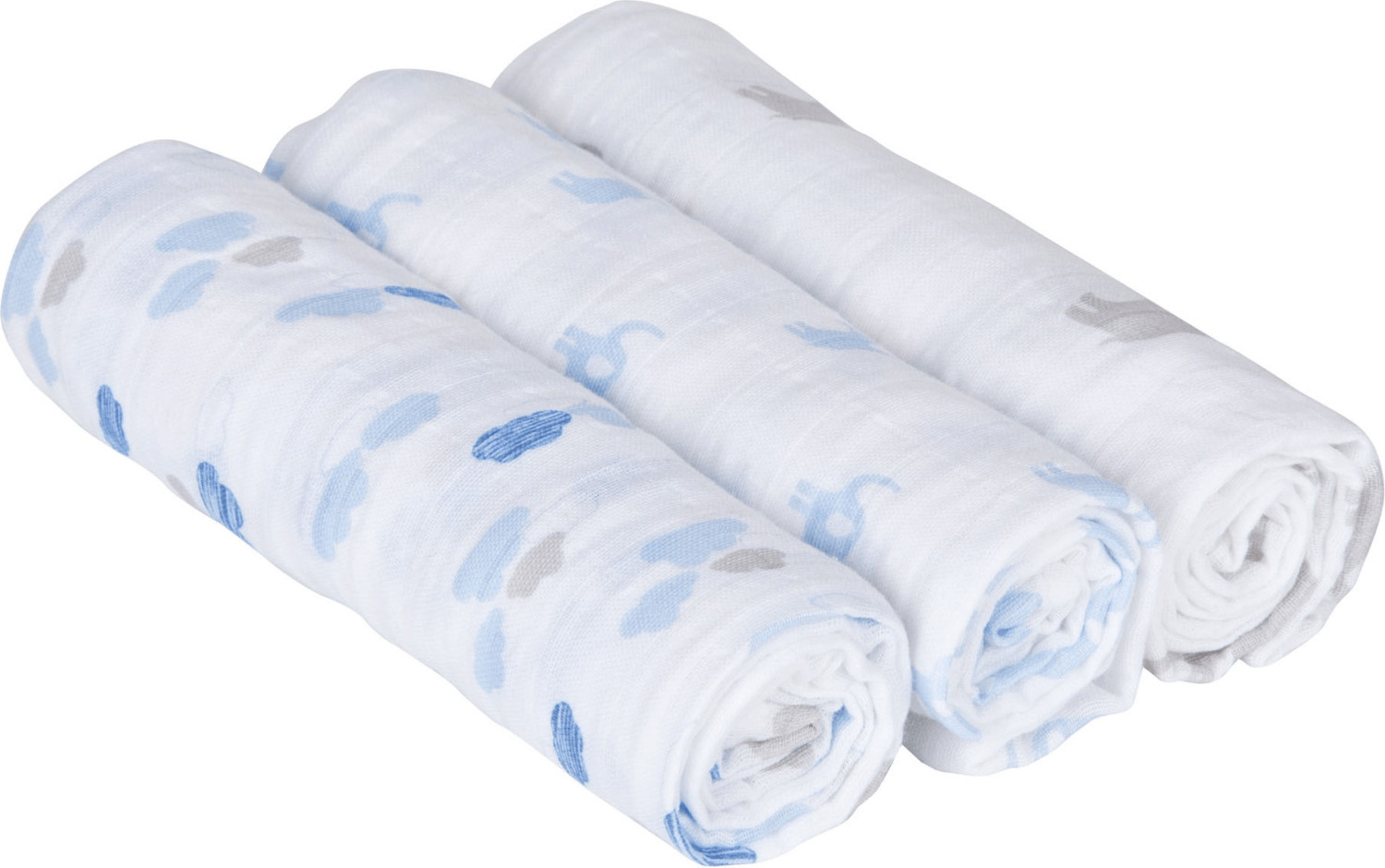 Lässig Swaddle & Burp Blanket L - Elephant & Clouds boys