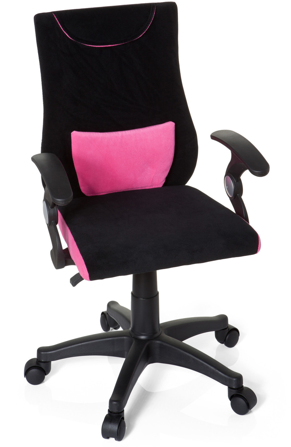 Fauteuil de bureau HJH Office Chaise de bureau enfant / Siège de bureau  enfant KIDDY COMFORT tissu gris/rose