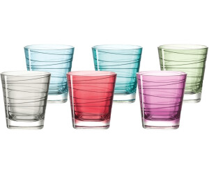 blau 6 Stück Leonardo Vario Struttura Trink-Gläser 6 er Set bunte Trink-Becher aus Glas 026832 spülmaschinenfeste Longdrink-Gläser 280 ml
