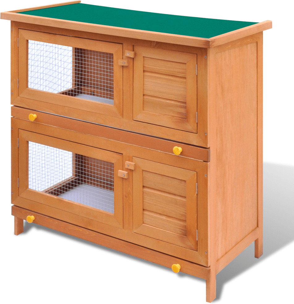 VidaXL Cage clapier extérieur en bois pour lapins 4 portes