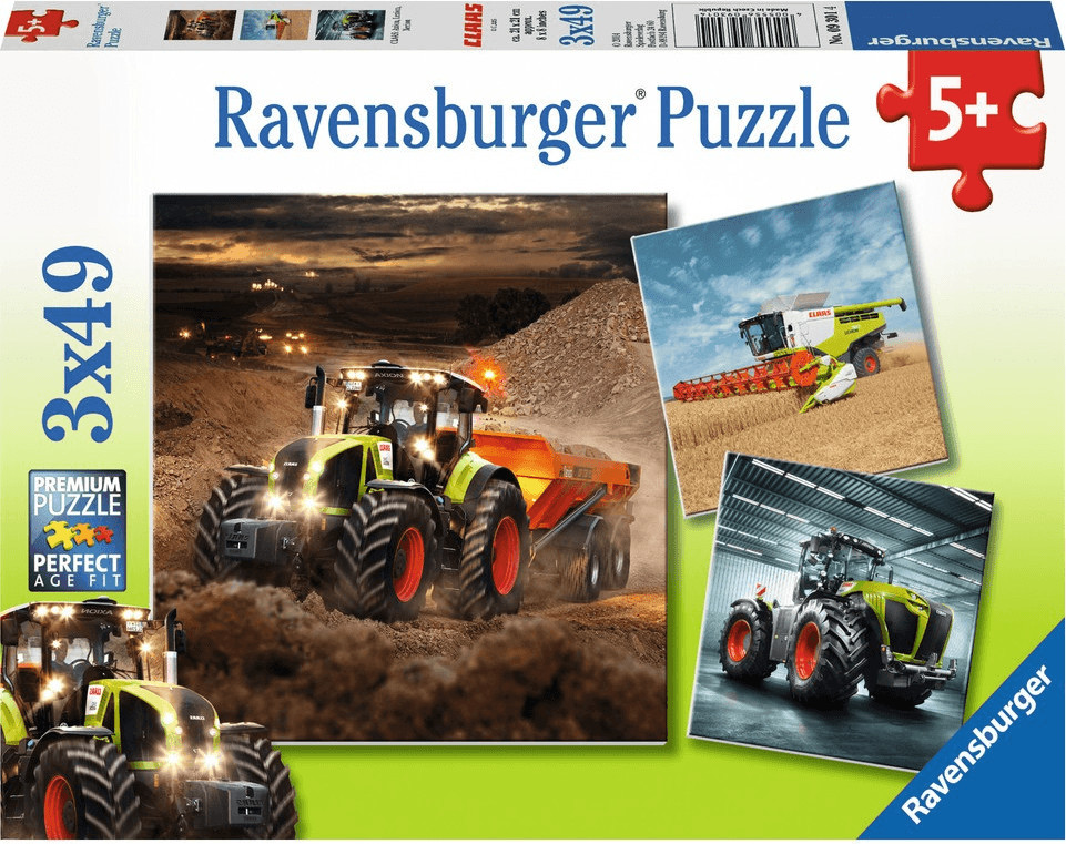 Ravensburger Tracteurs Claas Axion, Lerion, Xerion (3 x 49 pièces)