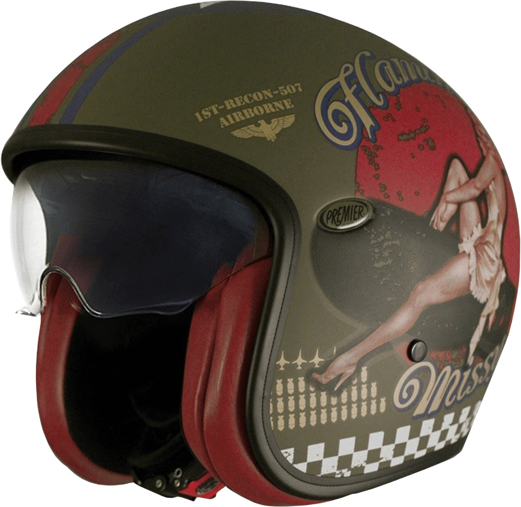 Photos - Motorcycle Helmet Premier Helmets Premier Vintage Pin Up Military BM