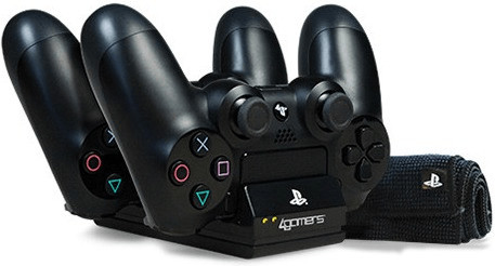 4Gamers PS4 Twin Charging Dock with Cleaning Kit black