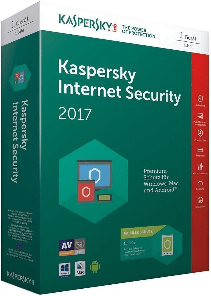 Kaspersky Internet Security 2017 + Android Security ab 8 ...