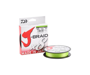 Daiwa J-Braid 8 Braid 0,06 mm, 4,0kg/9,0lbs 300m Chartreuse, rond gevlochten vislijn
