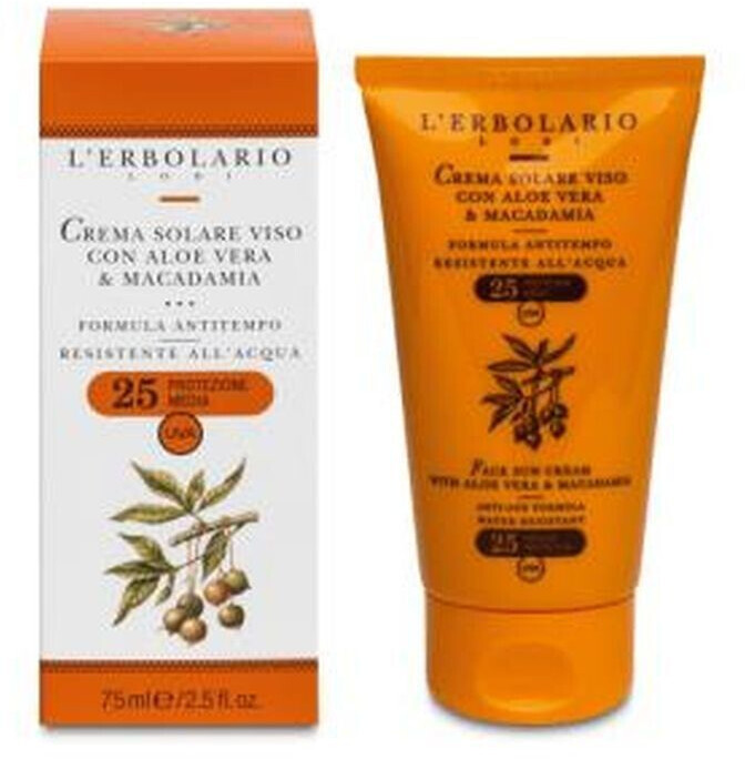 L'Erbolario Face Sun Cream with Aloe Vera & Macadamia SPF 25 (75ml)