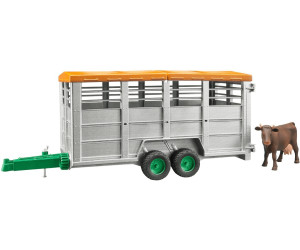 Bruder 02227 Viehtransportanhänger mit 1 Kuh Traktoren Tiertransporter Zubehör 