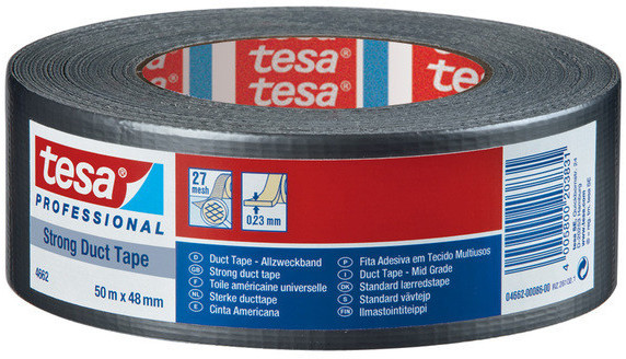 Tesa® 4662 : adhésif étanche toilé noir Duct Tape Pro Strong