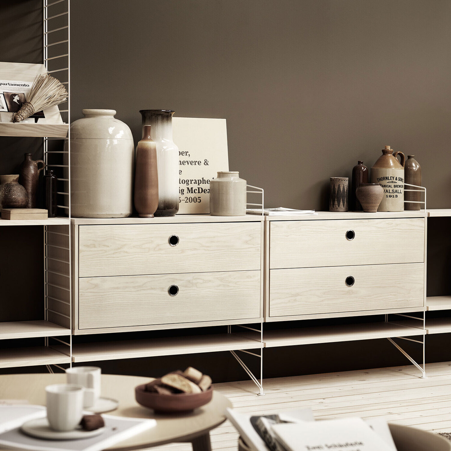 String Armoire murale avec tiroirs blanc