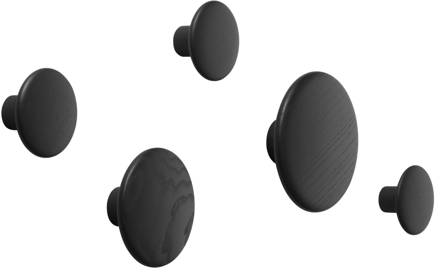 Muuto Lot de 5 patères The Dots noir