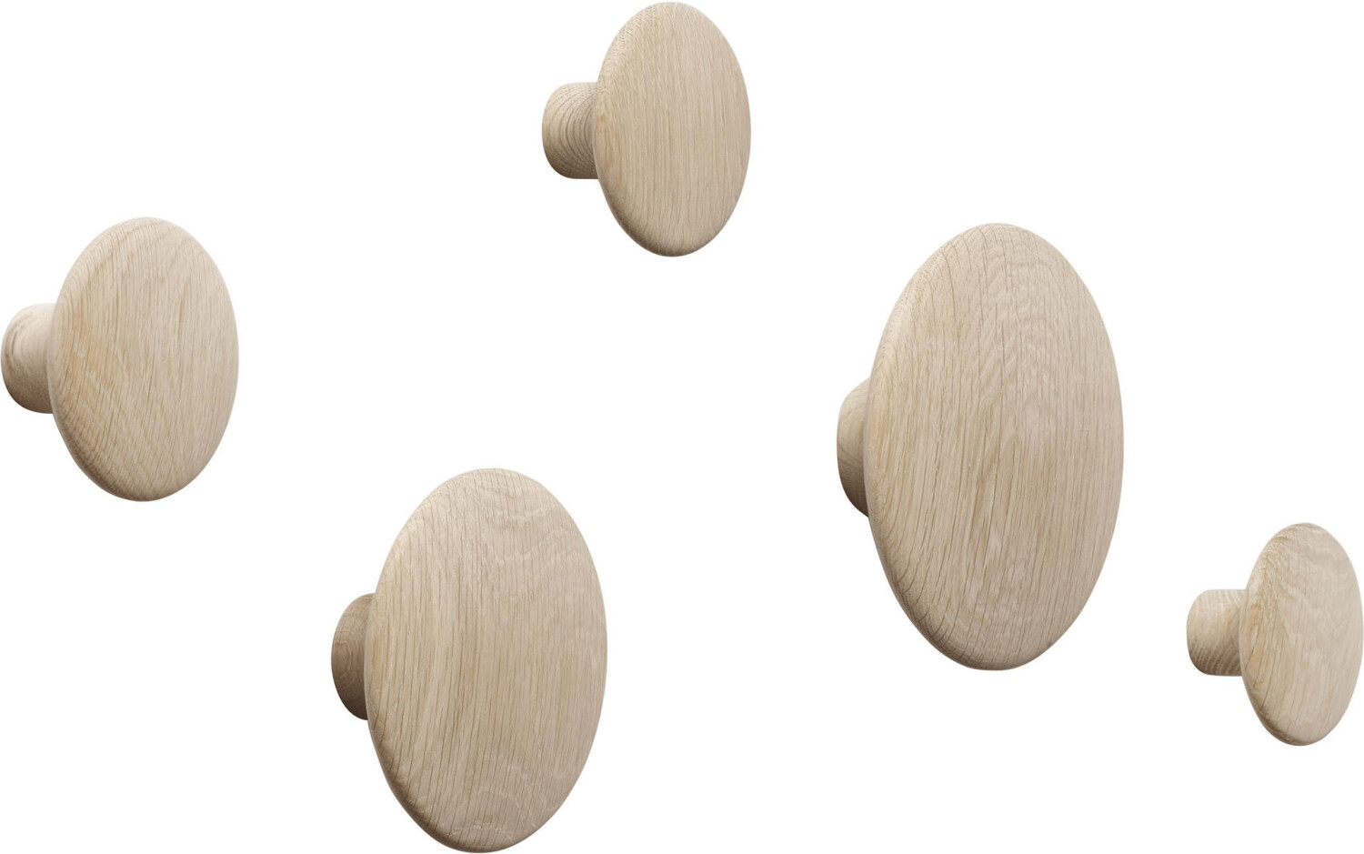 Muuto Lot de 5 patères The Dots bois de chêne