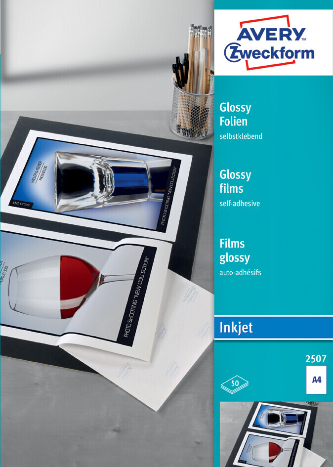 Folex, selbstklebende Folie transparent DIN A4 für Drucker