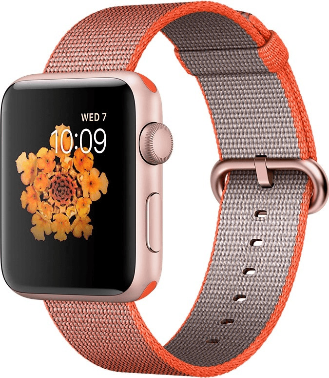 Apple Watch Series 2 42mm Aluminium roségold mit Nylonarmband orange grau