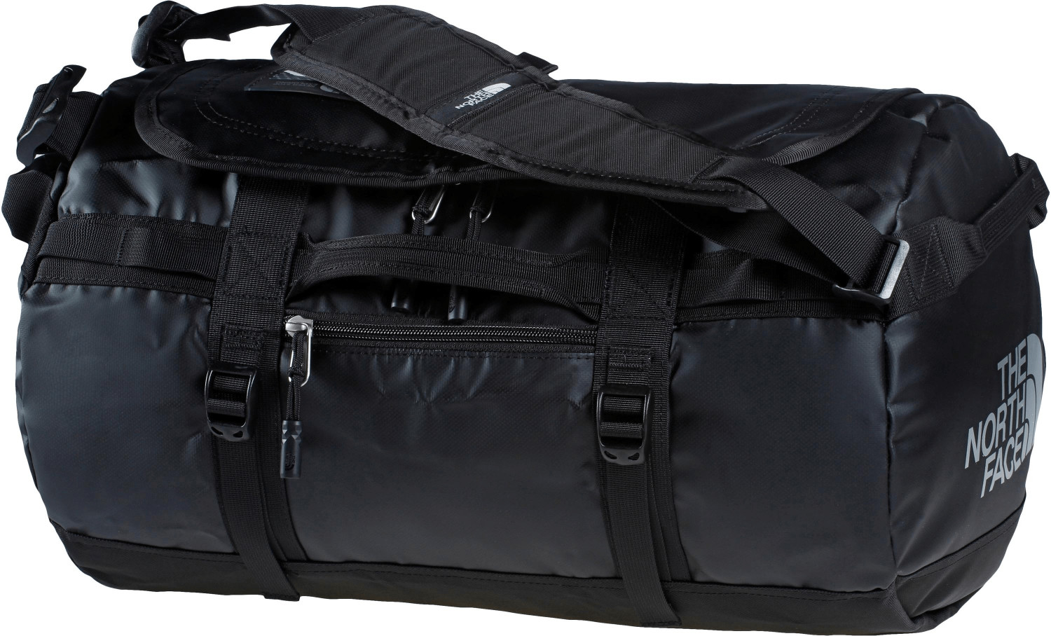 red north face duffel bag