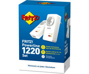 FRITZ!Powerline 1220E Set PowerLAN Adapter 1200 Mbps Great for HD Streaming