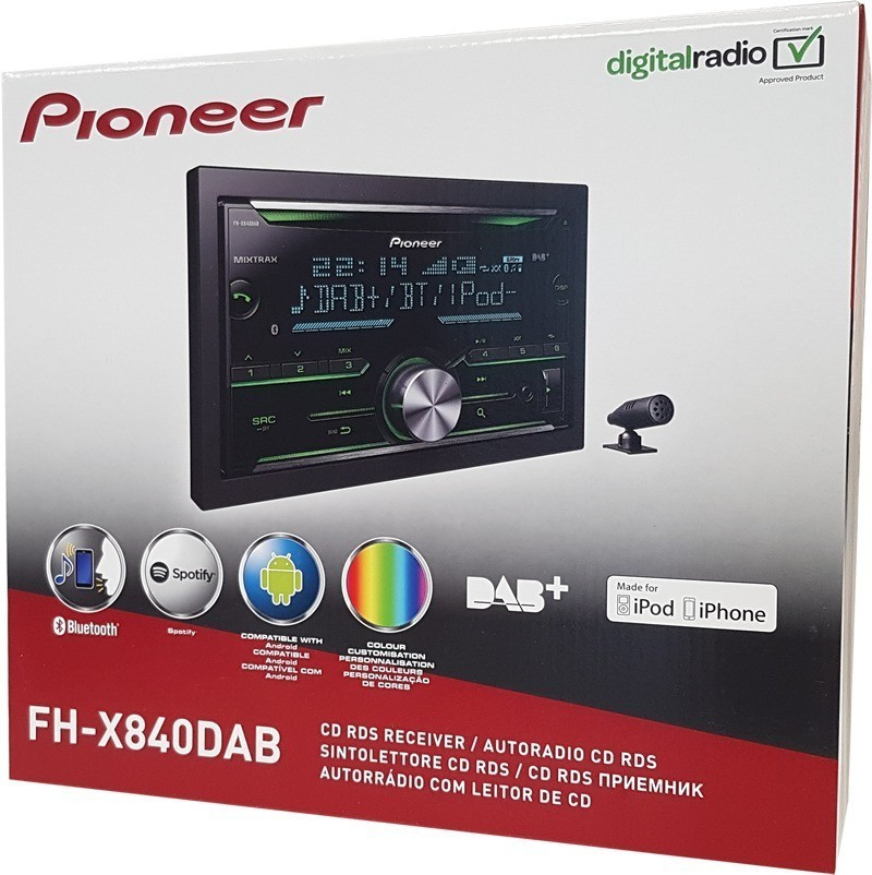 Pioneer FH-S820DAB - Doppel-DIN CD/MP3-Autoradio mit DAB / Bluetooth / USB  / iPod / AUX-IN