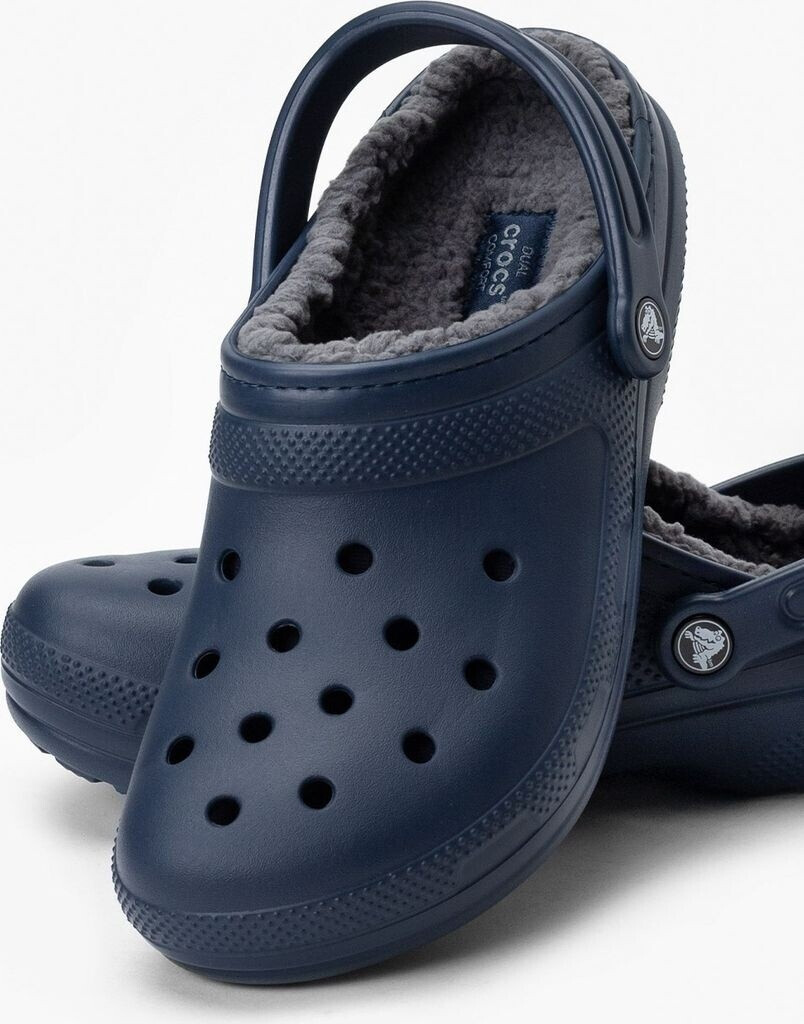 Black fur lined crocs on sale