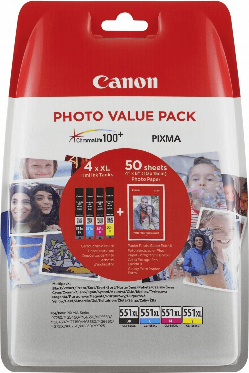 Canon CLI-551XL Photo Value Pack C/M/Y/BK (6443B006)
