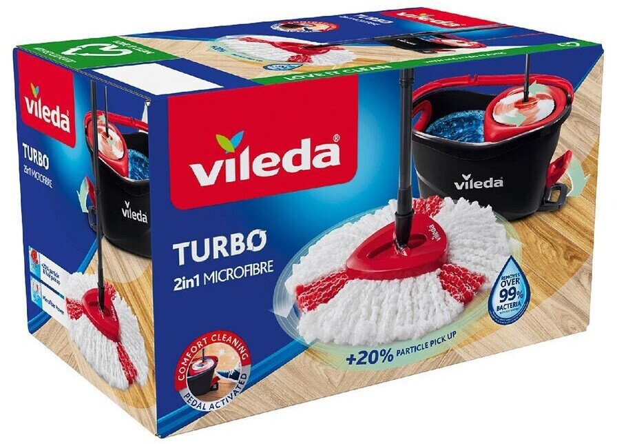 Vileda Turbo Juego de fregona, Negro Y Rojo, 48.5 x 27.5 x 28 cm + Easy  Wring & Clean Turbo 2 en 1 Mopa Microfibra Cabeza, Rojo Pack de 2 :  : Hogar y cocina