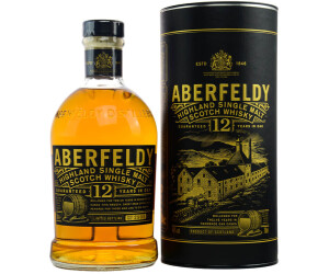 Aberfeldy 12 ans Highland Scotch Single Malt Whisky avec étui cadeau,  maturation en fûts de chêne, notes de miel, de fruits, d'épices, de vanille  et une pointe de fumée, 40 % vol.
