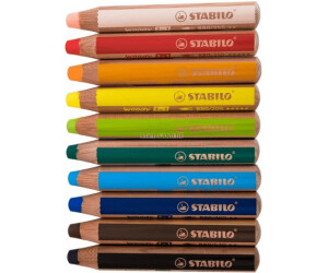 STABILO Crayons de couleur Woody 3in1 10 pièces, taille-crayon inclus