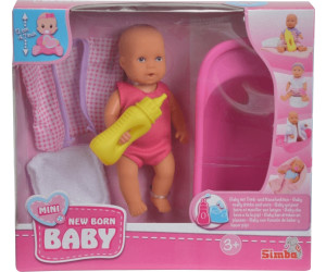 Simba Mini New Born Baby Set Babypuppe Baby Puppe Badeset Badewanne Zubehör 