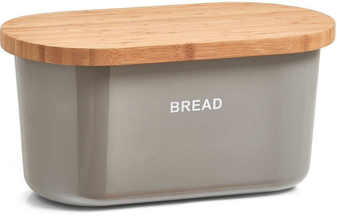 Zeller bread box, grey, melamine/bamboo, 39 x 23 x 18,5 cm