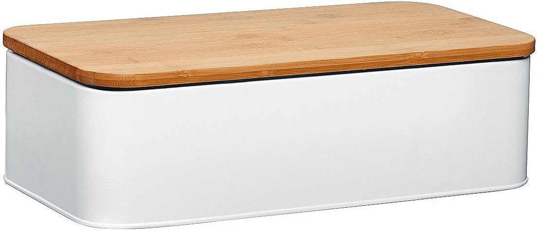 Zeller Boîte à pain couvercle bambou blanc