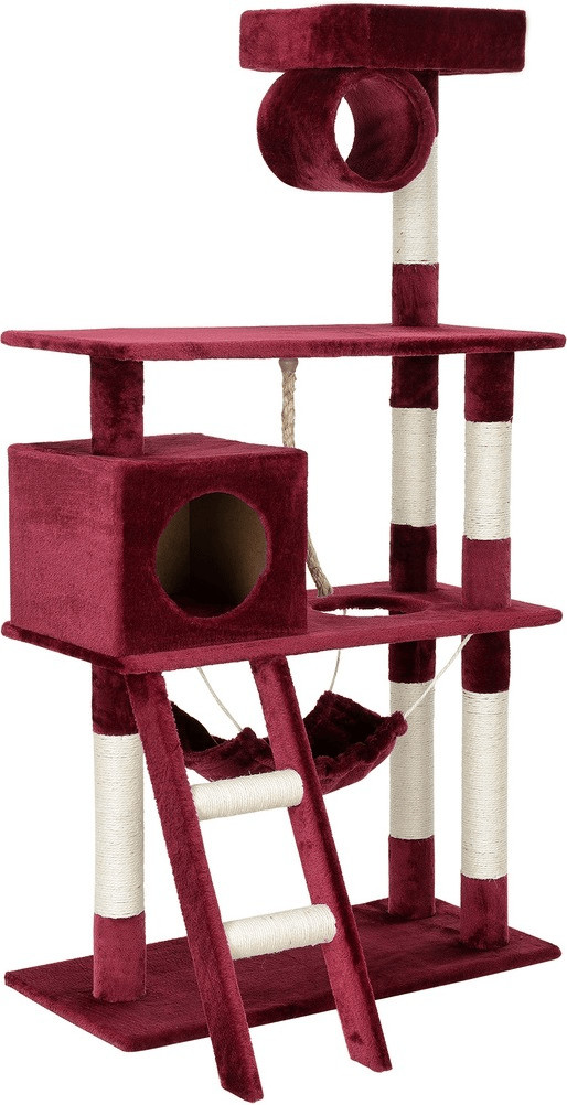 en.casa Arbre à chat (70 x 35 x 141 cm) rouge