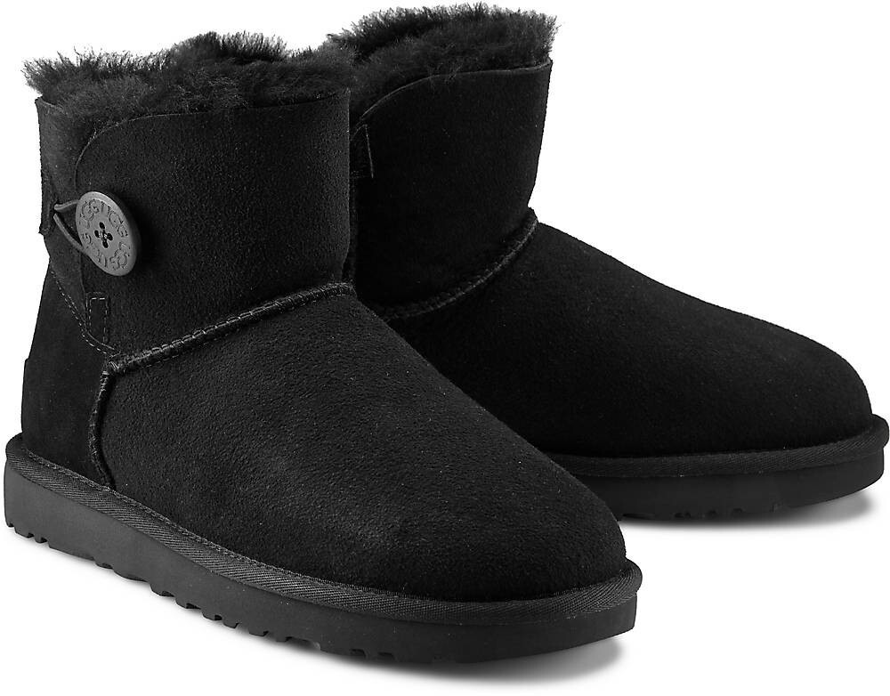 Ugg boots mini bailey button outlet schwarz