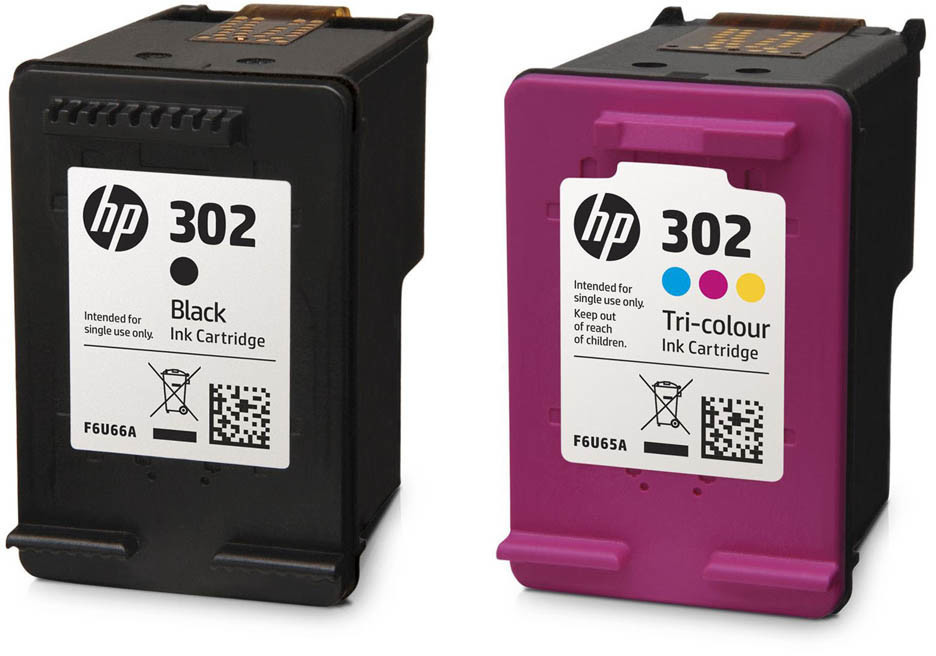 HP 302 Pack de 2 Cartouches d'Encre Noire et Trois Couleurs Authentiques  (X4D37AE)