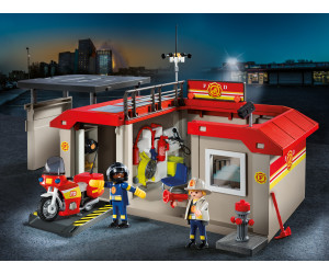 PLAYMOBIL 71193 Caserne de pompiers transportable- Les pompiers - :  : Jeux et Jouets
