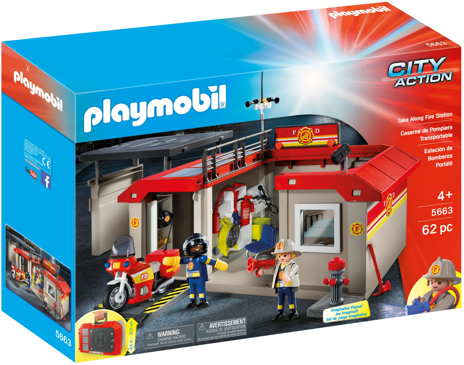 Playmobil Caserne de pompiers transportable (5663) au meilleur
