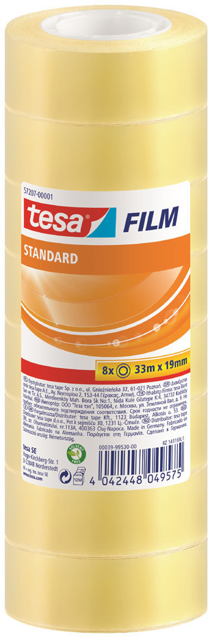 Tesa Klebeband Standard, 8 Stück, 19 mm x 66 m 