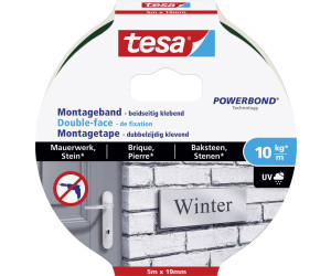 tesa Powerbond Montageband für Mauerwerk Stein 19mm x 1,5m Klebeband Heimwerker 