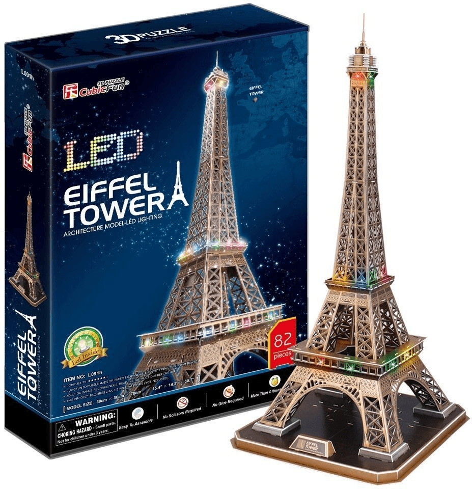 Cubic Fun Puzzle 3D avec LED La Tour Eiffel (82 pièces)