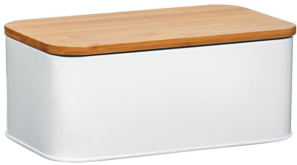 Zeller Boîte à pain couvercle bambou 31 x 18 x 12,5 cm blanc