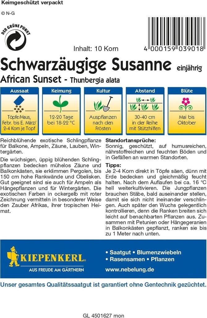 Kiepenkerl Kiepenkerl Schwarzäugige Susanne "African Sunset" - side view