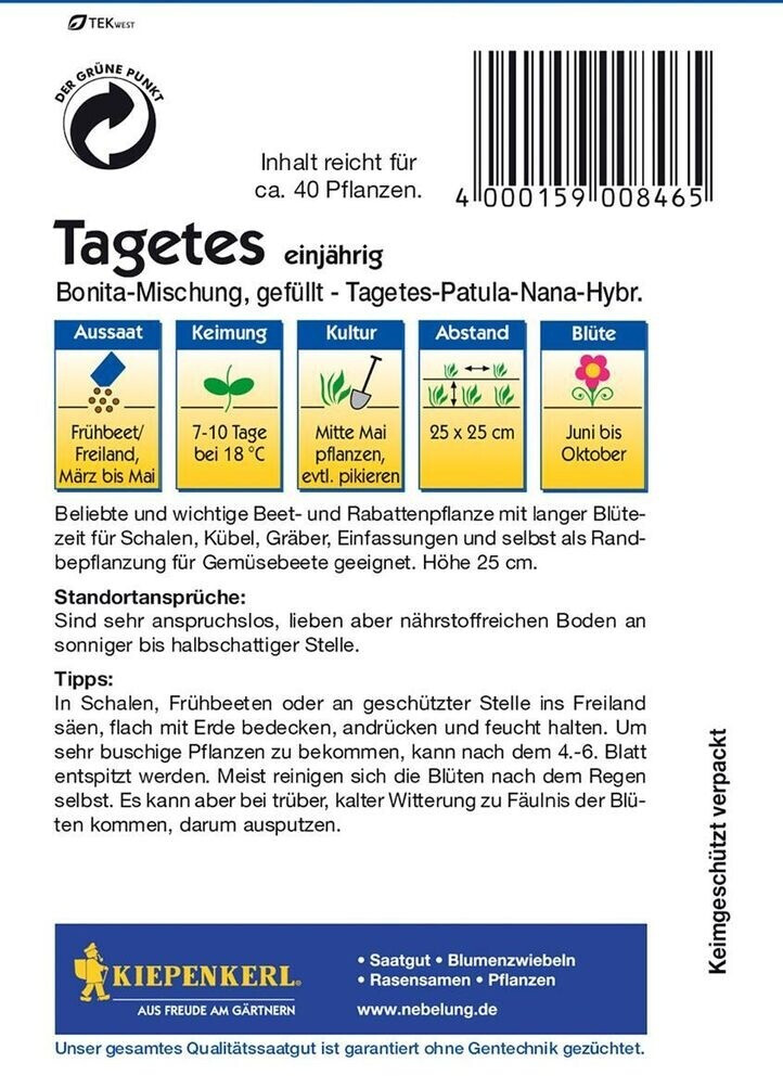 Kiepenkerl Kiepenkerl Tagetes "Bonita-Mischung" - side view