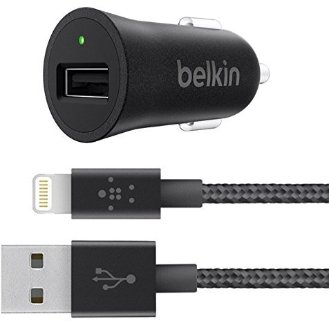 Belkin Chargeur allume-cigare 2,4 A avec câble Lightning (1,2 m)