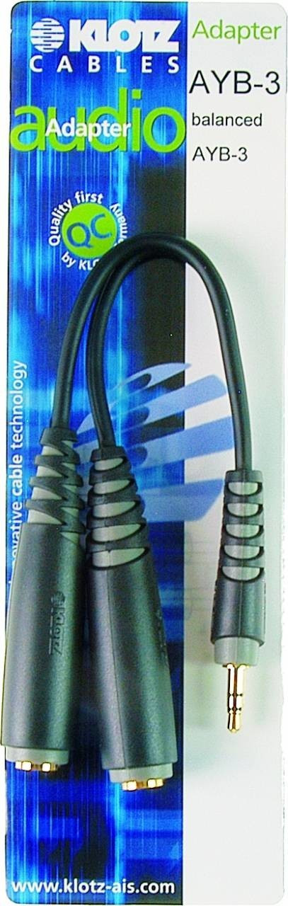 Klotz Adapter 1x 3,5mm male 3-pol. / 2x 6,3mm female 3-pol. (AYB-3) NEU