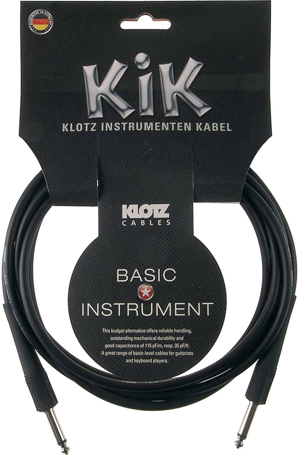 Photos - Cable (video, audio, USB) Klotz a-i-s  KIK9.0PPSW 6,35 mm Mono-Klinke-Instrumentenkabel, 9 Mete 