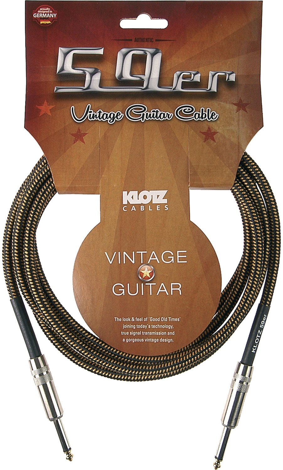 Klotz Vintage Gitarrenkabel 4,5m gerade gelb/schwarz