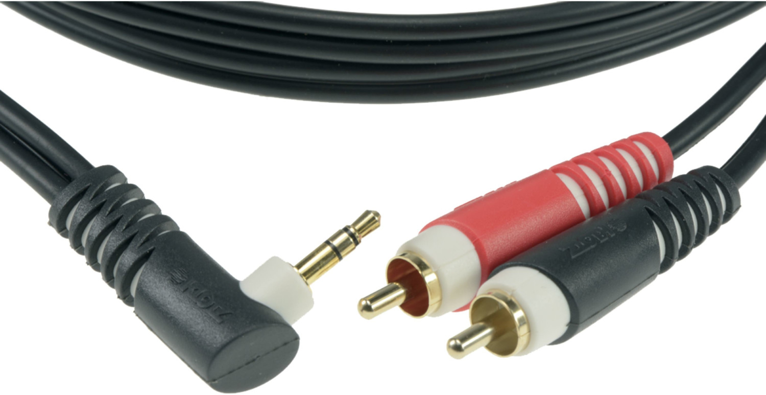Klotz AY7A0200 Y-Adapterkabel Cinch 2m 3,5mm Winkelklinke