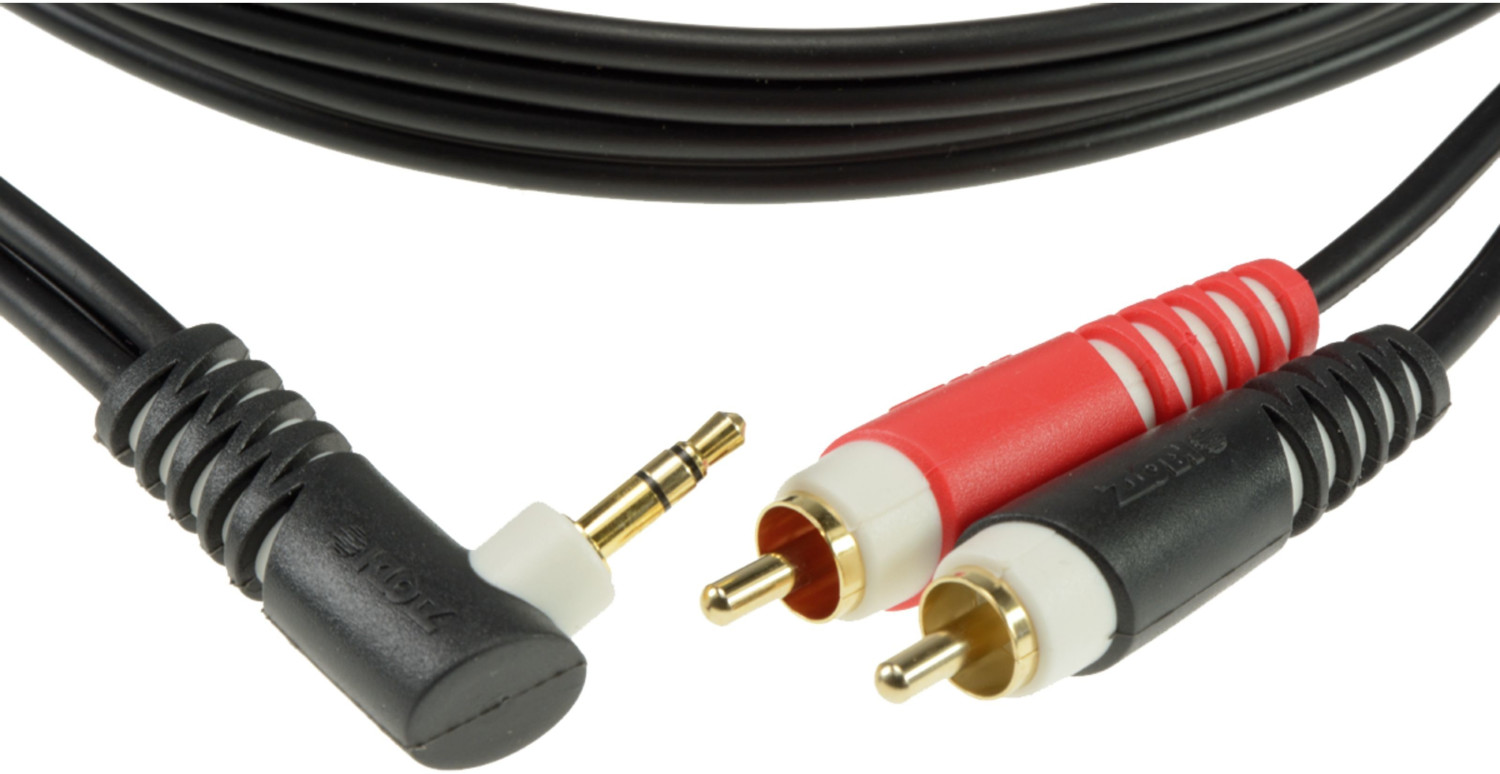 Klotz AY7A0300 Y-Adapterkabel Cinch 3m 3,5mm Winkelklinke