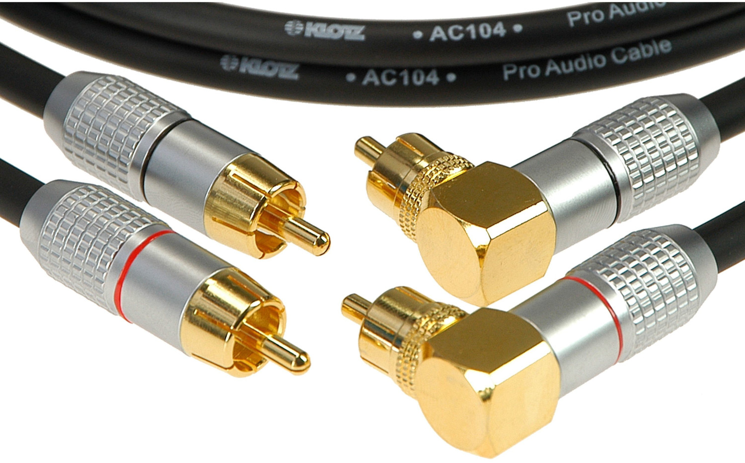 Klotz HighEnd Cinch Dualkabel Winkel Goldkontakte, 0,3m, ALPA003