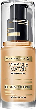 Max Factor Miracle Match Foundation - 45 Warm Almond (30ml)