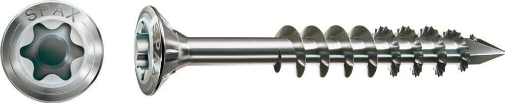 Spax Boîte de 100 vis bois tête fraisé T25 - Ø 5 mm - 80/61 mm - inox