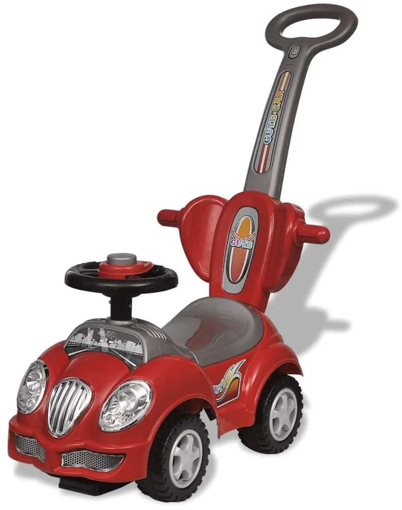 VidaXL Voiture enfant à chevaucher rouge avec manche de poussée